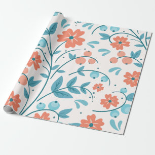 Papel De Presente Flor laranja minimalista