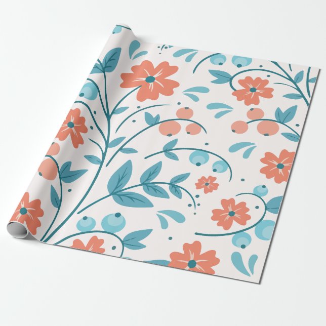 Papel De Presente Flor laranja minimalista (Desenrolado)