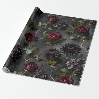 Papel De Presente Flor Mopey Presente Floral Escuro