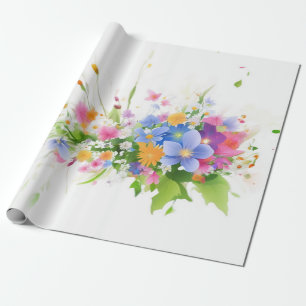 Papel De Presente Flor na Aquarela