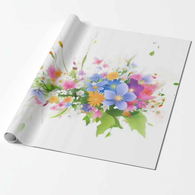 Papel De Presente Flor na Aquarela (Desenrolado)
