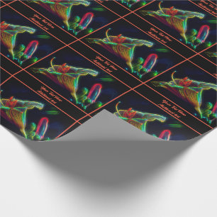 Papel De Presente Flor Neon Abstrato Lily Personalizado