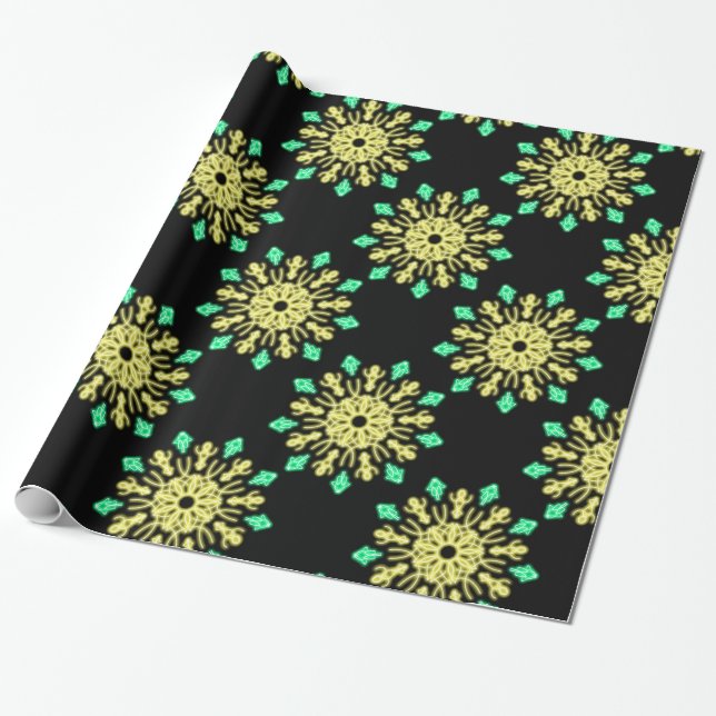 Papel De Presente Flor néon amarela e verde (Desenrolado)