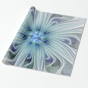 Papel De Presente Flor Pastel azul moderna do abstrato floral da