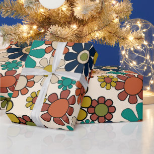 Papel De Presente Flor Retro Floral 60s 70s Flores Estéticas Vintage