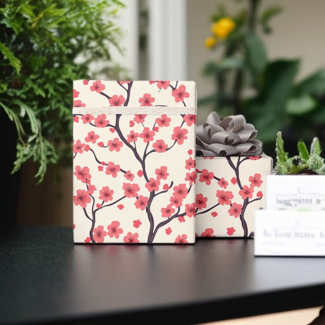 Papel De Presente Flor rosa e Vermelho de Cereja (Criador carregado)