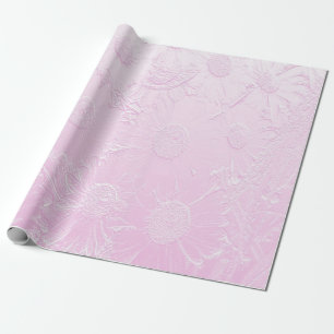 Papel De Presente Flor rosa gravado