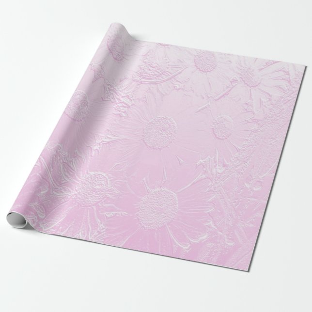 Papel De Presente Flor rosa gravado (Desenrolado)