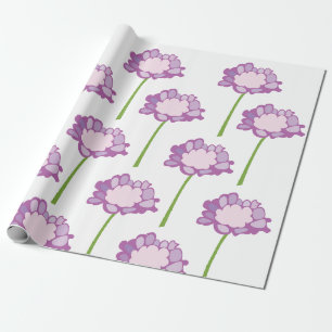 Papel De Presente Flor Scabiosa Roxo Almofada Floral 