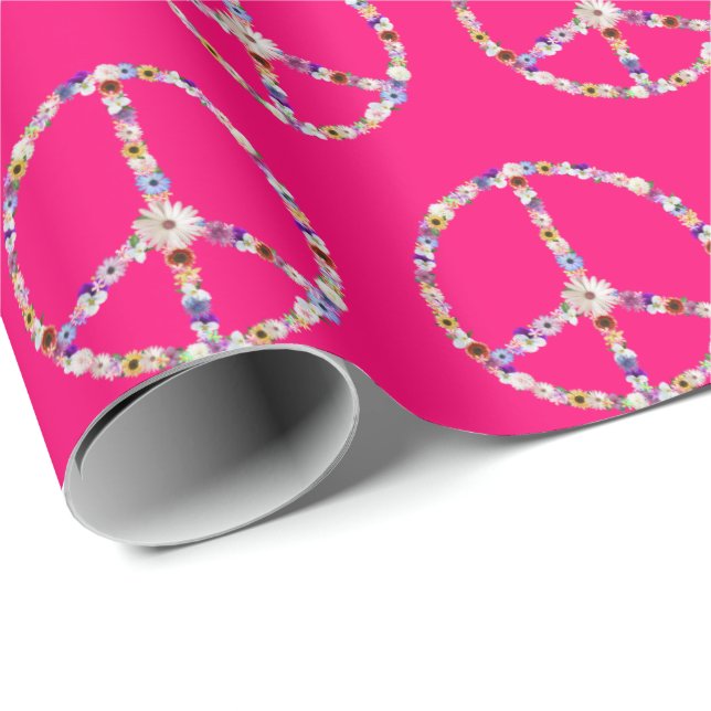 Papel De Presente Flor: Sinais De Paz A Rosa (Ponta do rolo)