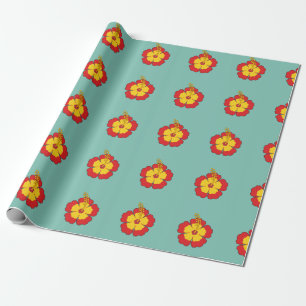 Papel De Presente Flor Tropical de Red Hibiscus