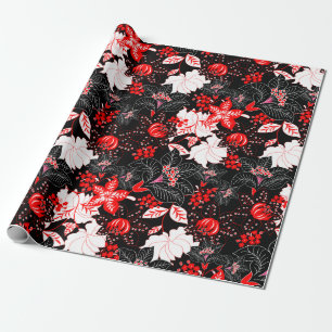 Papel De Presente Flor tropical vermelho detalhado