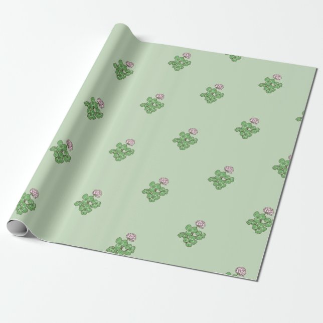 Papel De Presente Flor Verde Flor de Vestuário Simples Elegante (Desenrolado)