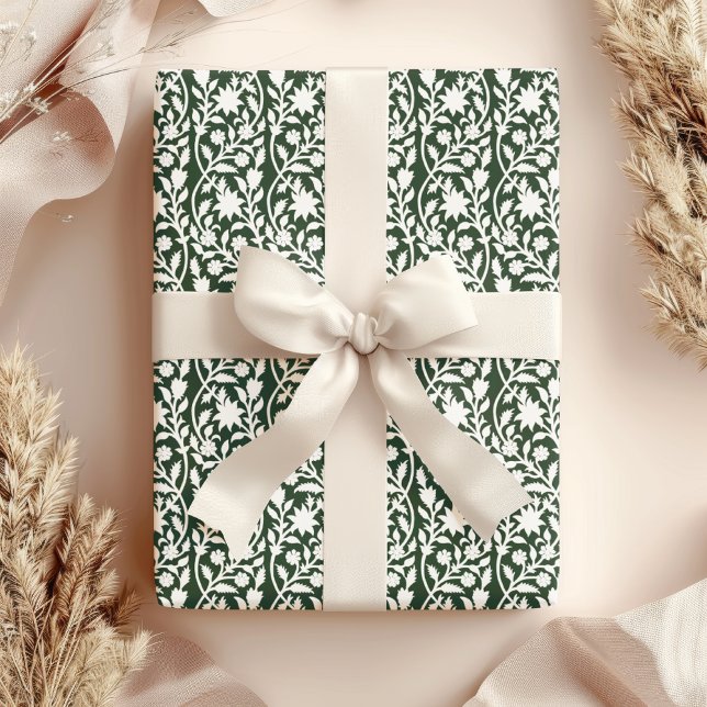 Papel De Presente Flor verde inspirado no Block impressão (Criador carregado)