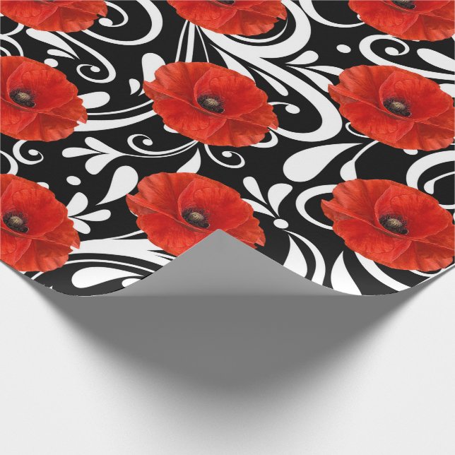 Papel De Presente Flor Vermelho Picante Glama Branco Preto (Ponta)