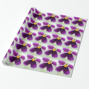 Papel De Presente Flor Violeta, Branco Puro