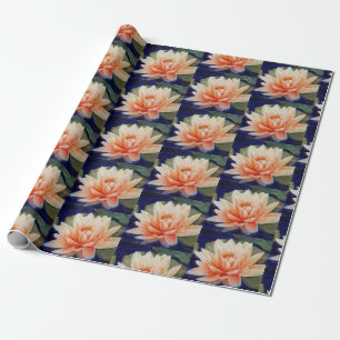 Papel De Presente Flor Waterlily Laranja