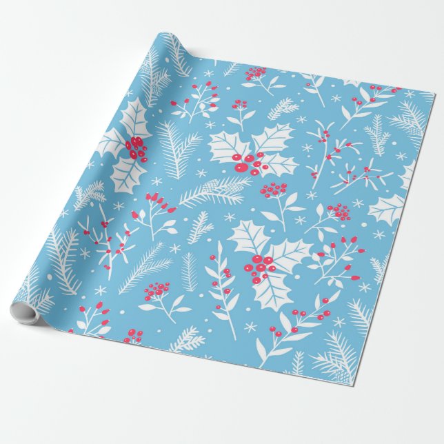 Papel De Presente Flora de inverno 2 (Desenrolado)