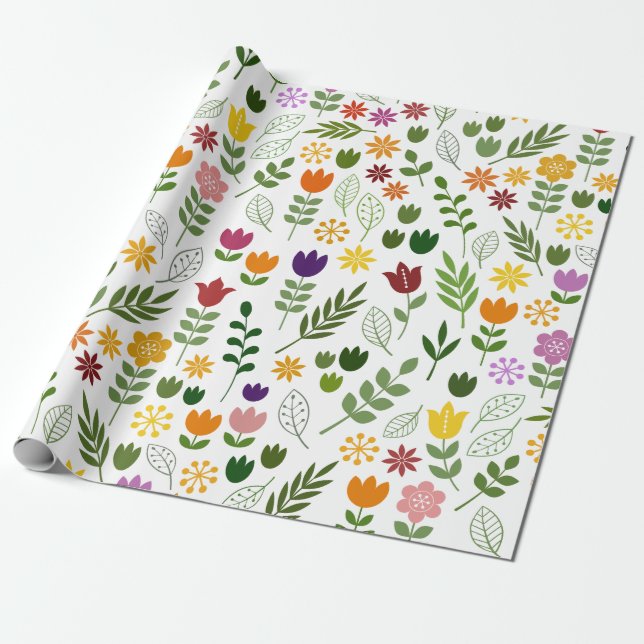 Papel De Presente Flora do estilo & teste padrão escandinavos da (Desenrolado)