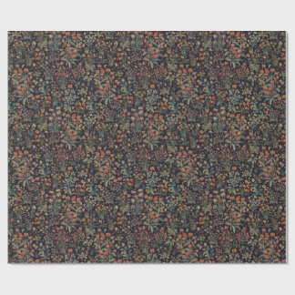 Papel De Presente Florais Botânico Floral da Floresta Sombria da Mei