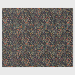 Papel De Presente Florais Botânico Floral Floresta da Meia-Noite Som