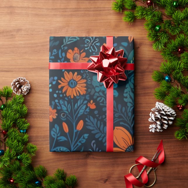 Papel De Presente Florais Elegantes (Presente de Natal)