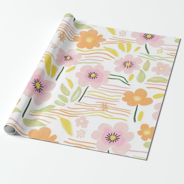 Papel De Presente Florais Pastel Retrô (7) (Desenrolado)