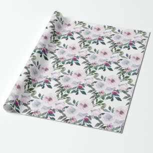 Papel De Presente Florais Românticas de Primavera Aquarela