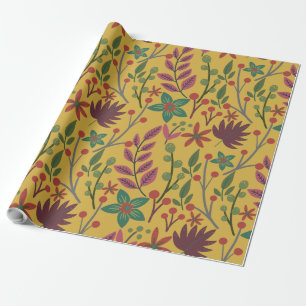 Papel De Presente Florais, sem costura, flores amarelas
