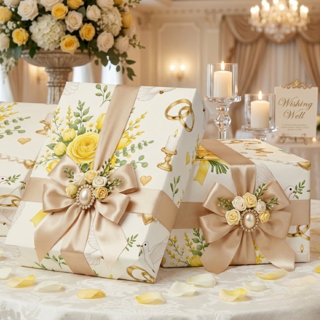 Papel de Presente Floral Amarelo para Casamento e  (Criador carregado)