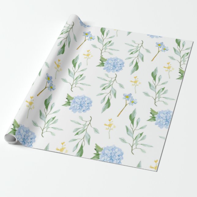 Papel De Presente Floral Azul (Desenrolado)