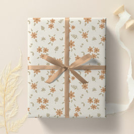 Papel De Presente Floral Bôbo Casa Floral Silvestre Neutro Delicado