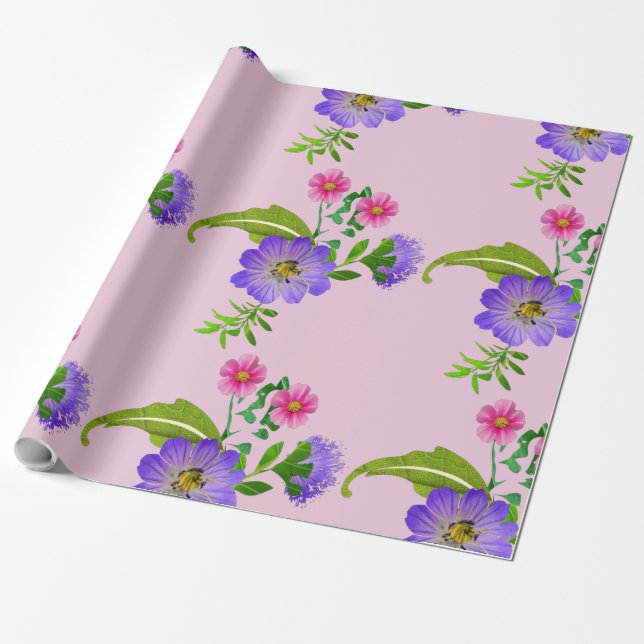 Papel De Presente Floral Bonito  (Desenrolado)