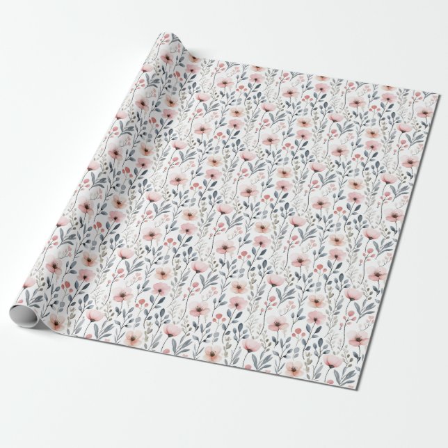Papel De Presente Floral Campestre Feminino (Desenrolado)