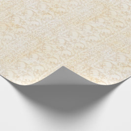 Papel De Presente Floral Damask Creme e Beige Wedding