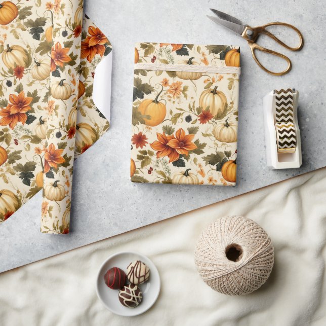 Papel De Presente Floral de Abóbora  (Artesanato)