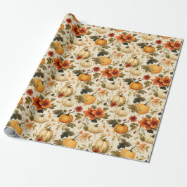 Papel De Presente Floral de Abóbora