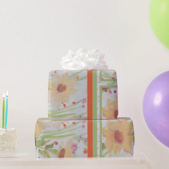 Papel De Presente Floral de Aquarela Elegante (Presentes para festas)