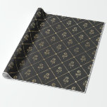 Papel De Presente Floral de Cinza e Preto<br><div class="desc">Cinzas e paris pretos,  papel de embrulhamento de flores.</div>
