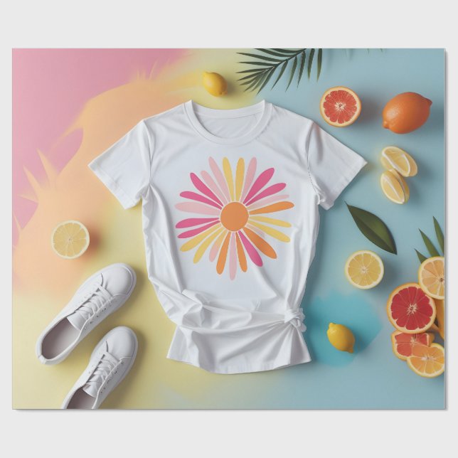 Papel De Presente Floral de Citrino de Verão (Aberto)