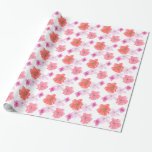 Papel De Presente Floral de Cor de Água Rosa bonito<br><div class="desc">Floral de Cor de Água Rosa bonito</div>