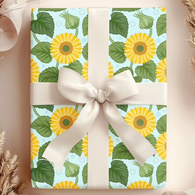Papel De Presente Floral de Girassol Amarelo Rústico Country (Criador carregado)
