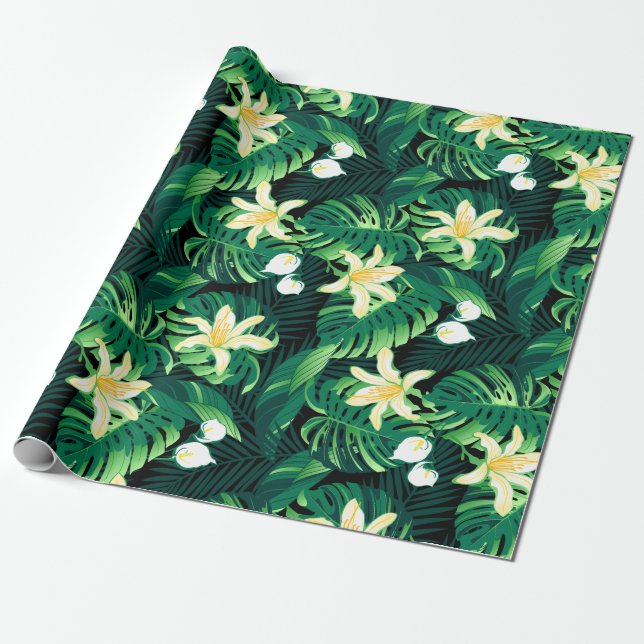 Papel De Presente Floral de pelúcia tropical (Desenrolado)