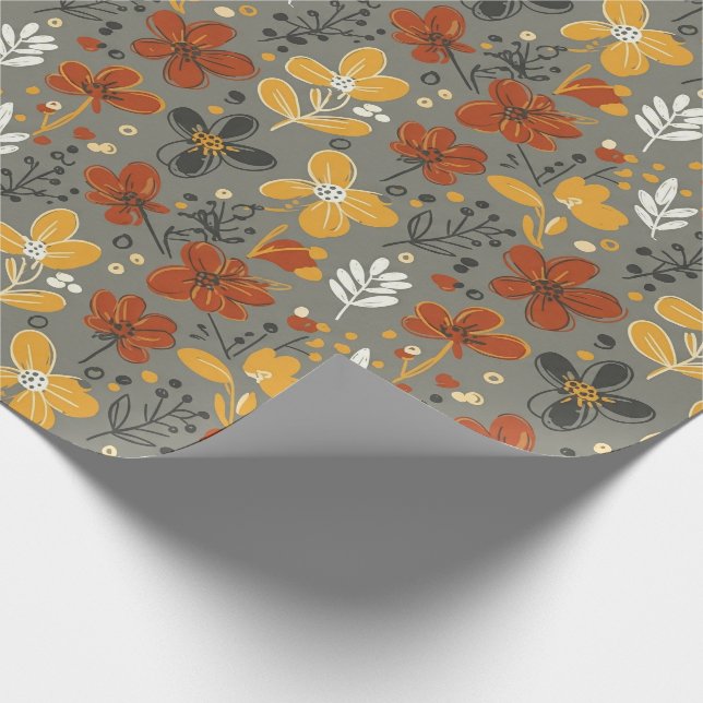 Papel De Presente Floral de Prado Outonal Temperamental (Ponta)