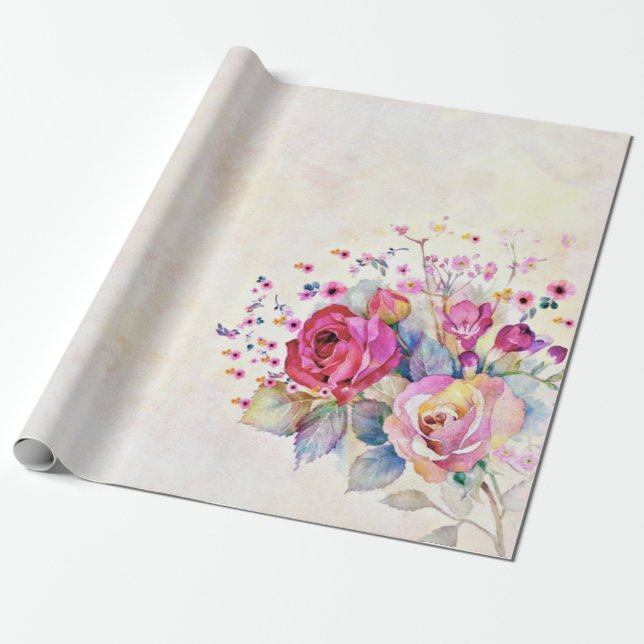 Papel De Presente Floral de primavera (Desenrolado)