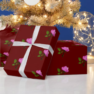 Papel De Presente floral de rosas rosa elegante