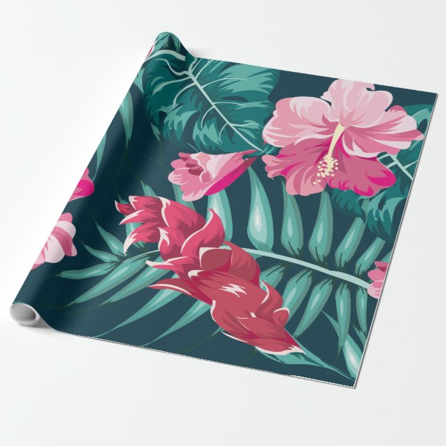 Papel De Presente Floral de Verão exótico (Desenrolado)