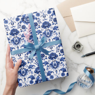 Papel De Presente Floral Delft Blue II