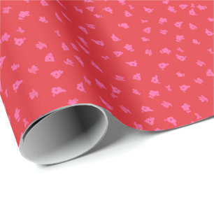 Papel De Presente Floral Ditsy Vermelho e Rosa