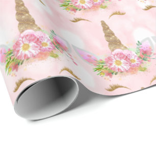 Papel De Presente Floral Dourado floral do rosa do brilho de Sparkl